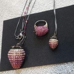 Strawberry necklace,  bracelet ,ring